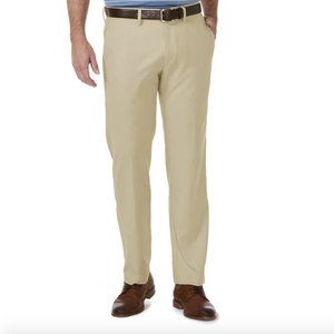 Haggar Mens Work To Weekend Straight Fit No Iron Comfort Waist Khaki 40W…